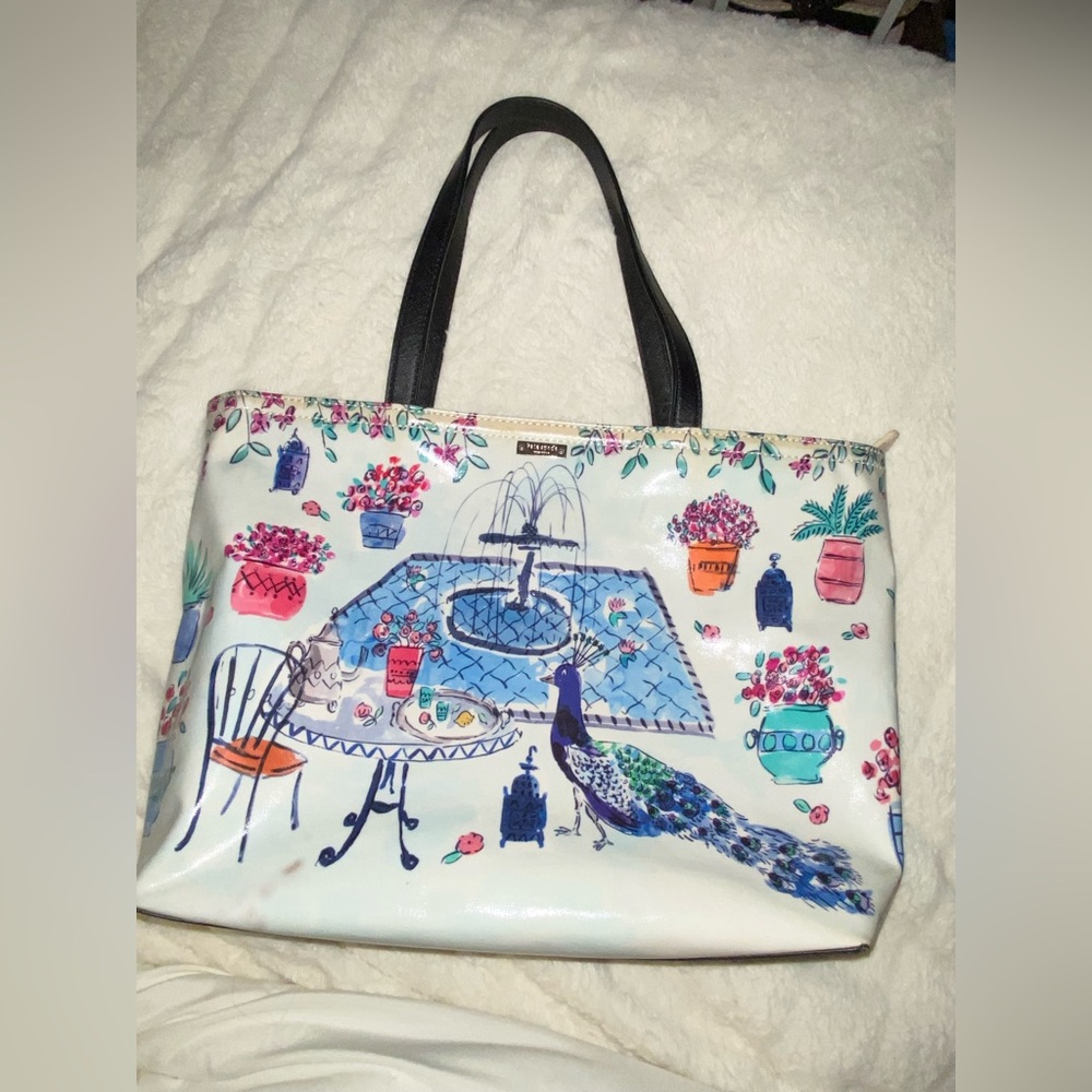 Kate Spade New York Garden Full Plume Peacock Francis Tote Bag - Rare